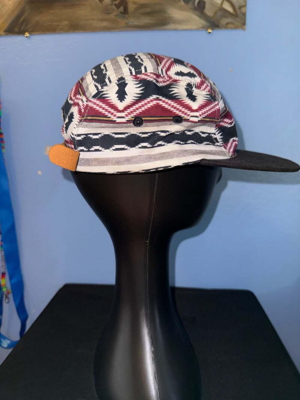 Dravus 5-Panel Hat Aztec Blanket Pattern Script Logo Strapback - Picture 7 of 9